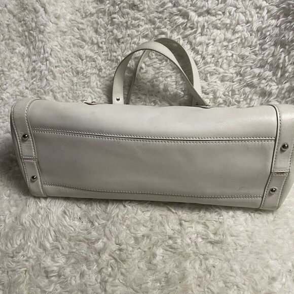 COLE HAAN TRINITY Baguette style Leather White Satchel silver tone hardwares. - Picture 8 of 14